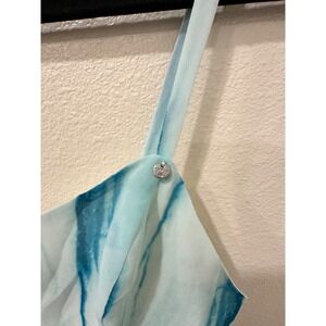 Guess Los Angeles Blue White Tie Dye Peplum Camisole Smocked Back Top XS